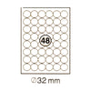 xel-lent  48 labels/sheet, round, diameter 32mm, 100sheets/pack, White