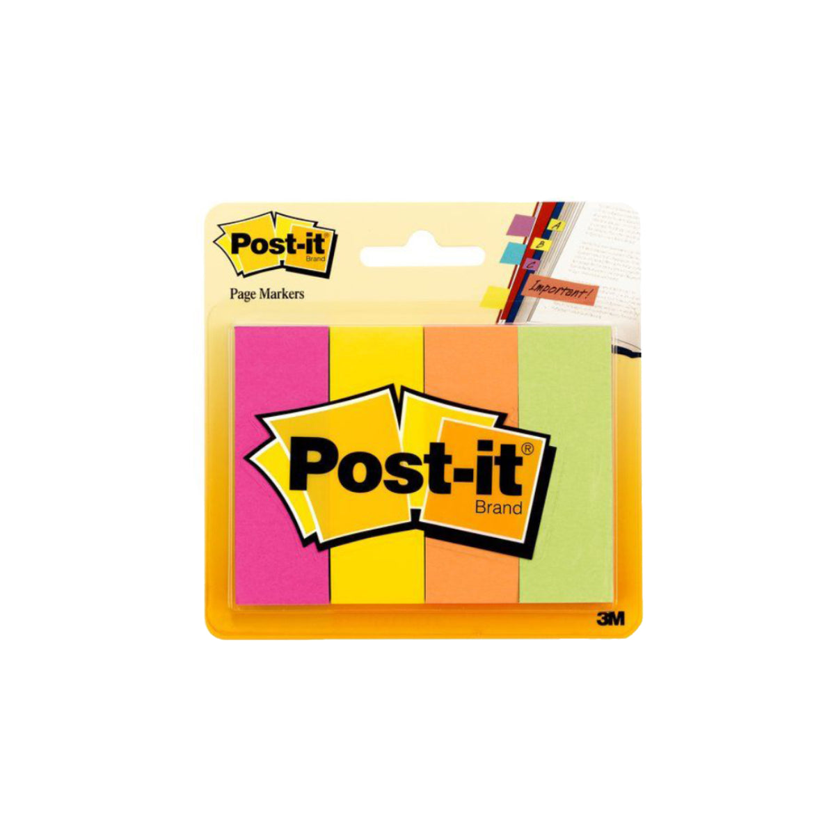 3M Post-it Page Markers 671-4AF, 4pads/pack, Assorted Fluorescent Colors