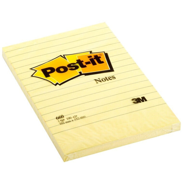 3M Post-it Notes 660, 4x6 inches, Lined Canary Yellow - Office Su ...