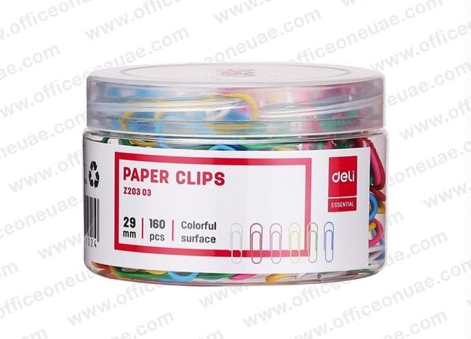 deli Colored Paper Clips, 29mm, 160/pack, Assorted Colors