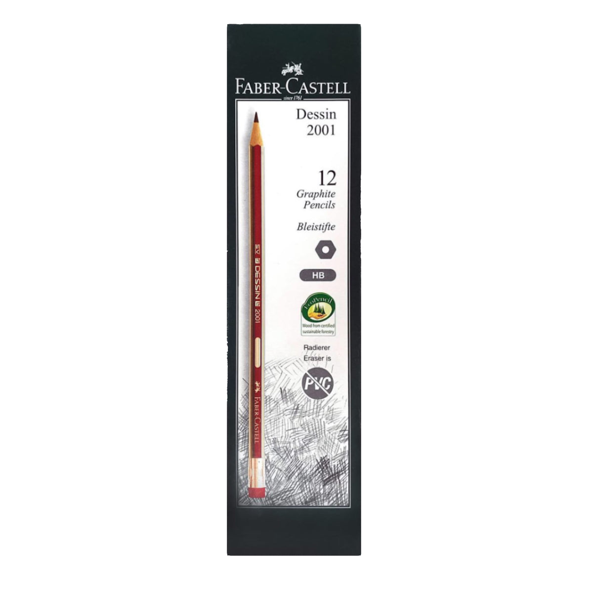 Faber Castell HB Pencil with Eraser Tip, 12/box