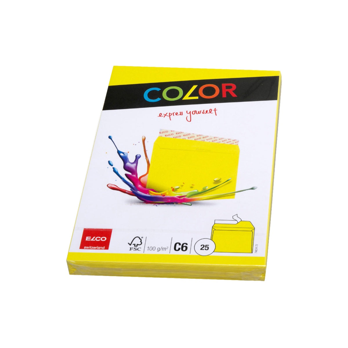 Elco Color Envelope C6, 4.5" x 6.5", 100g,  25/pack, Yellow