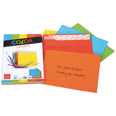 Elco Color Envelope C6, 4.5" x 6.5", 100g, 20/pack, Assorted Colors