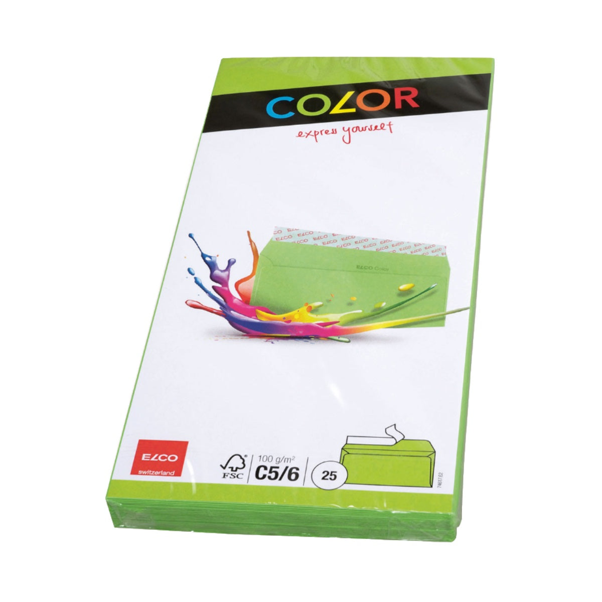 Elco Color Envelope C5/6 DL, 4.5" x 9", 100g, 25/pack, Green