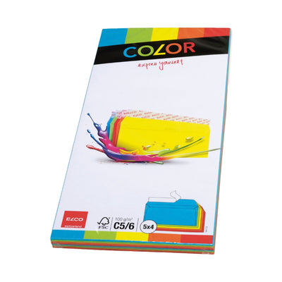 Elco Color Envelope C5/6 DL, 4.5" x 9", 100g, 20/pack, Assorted Colors