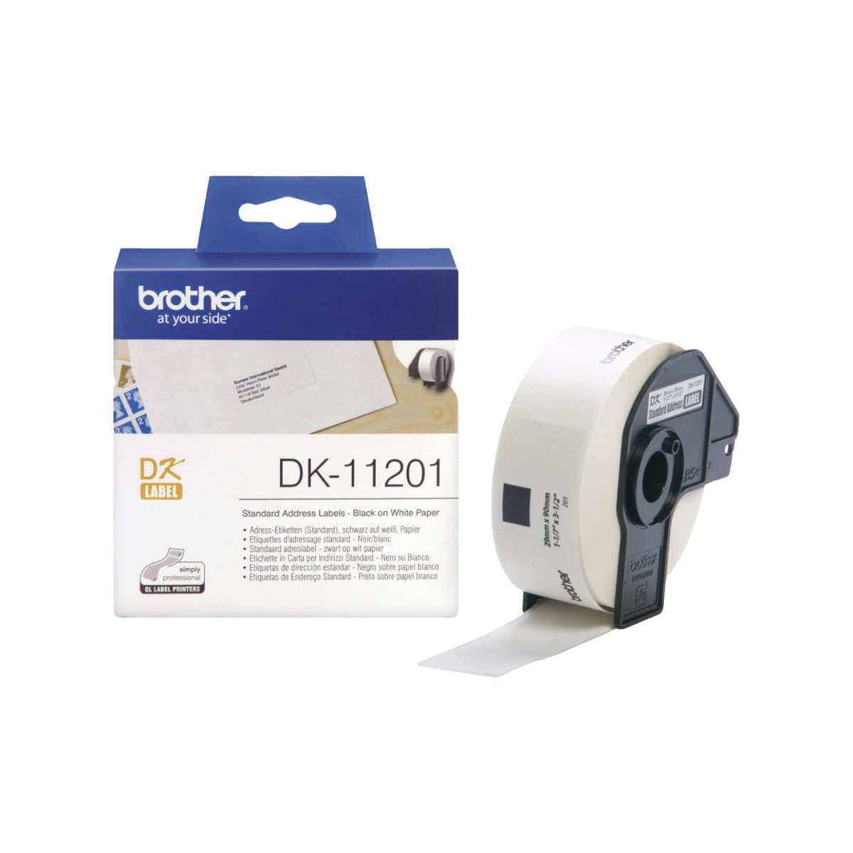 Brother DK-11201 Standard Address Labels, 29 x 90 mm, 400/roll, White