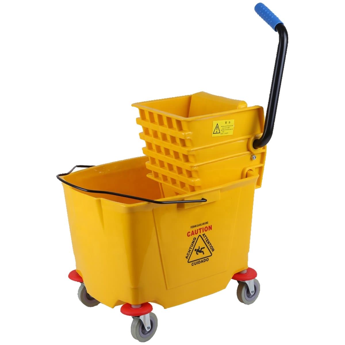 Heavy Duty Plastic Mop Bucket/Wringer 32 Liters, Yellow