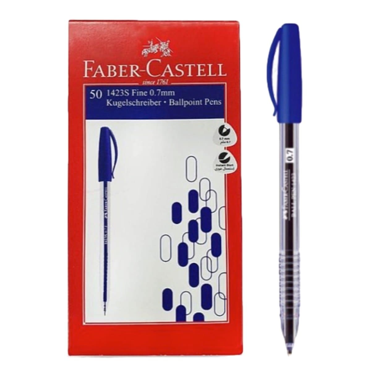 Faber Castell Ballpen 1423, 0.7mm, 50/box, Blue