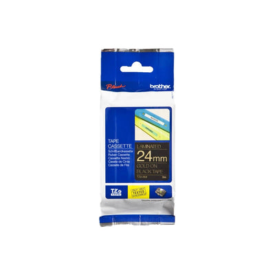 Brother P-touch 24mm TZ-354 Laminated Tape, 8 m, Gold on  Black