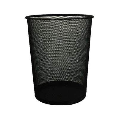 Deluxe Metal Mesh Waste Basket, Round, Assorted Sizes, Black