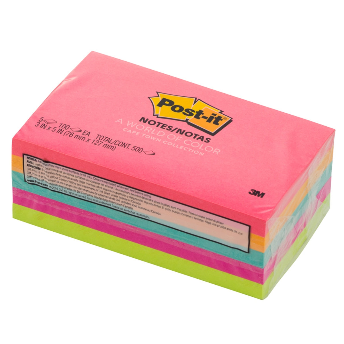 3M Post-it Notes 655-5PK, 3x5 inches, 5pads/pack, Neon Colors
