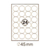xel-lent  24 labels/sheet, round, diameter 45 mm, 100sheets/pack, White