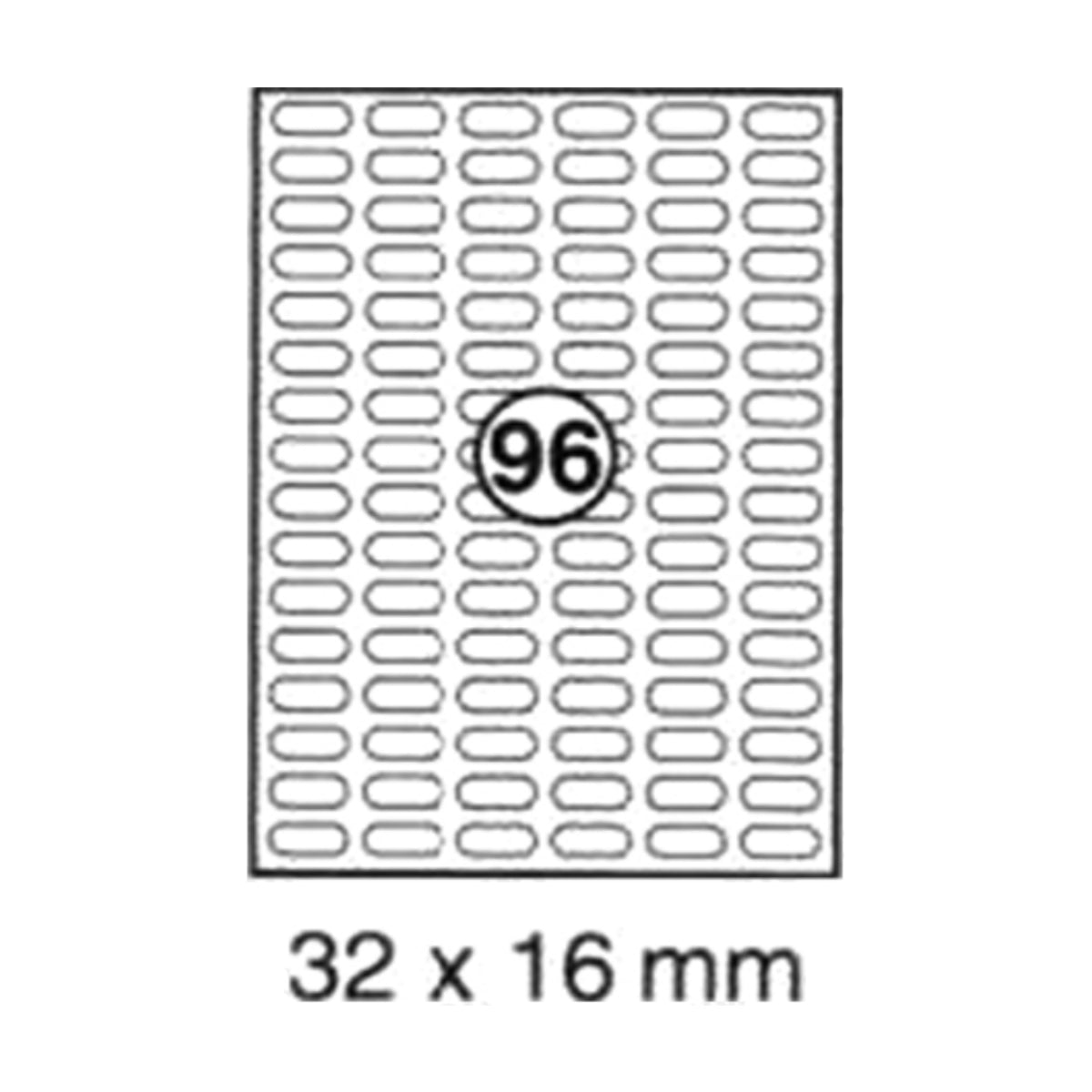 xel-lent 96 labels/sheet, rounded corners, 32 x 16 mm, 100sheets/pack, White