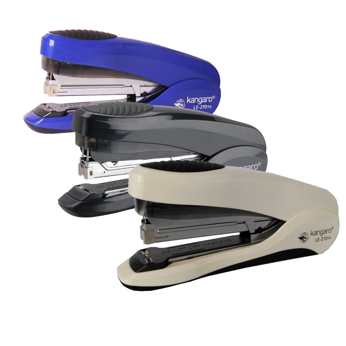 Kangaro Stapler LE-210FS,  Less Effort & Flat Clinch, 30 Sheets Capacity, Assorted Colors