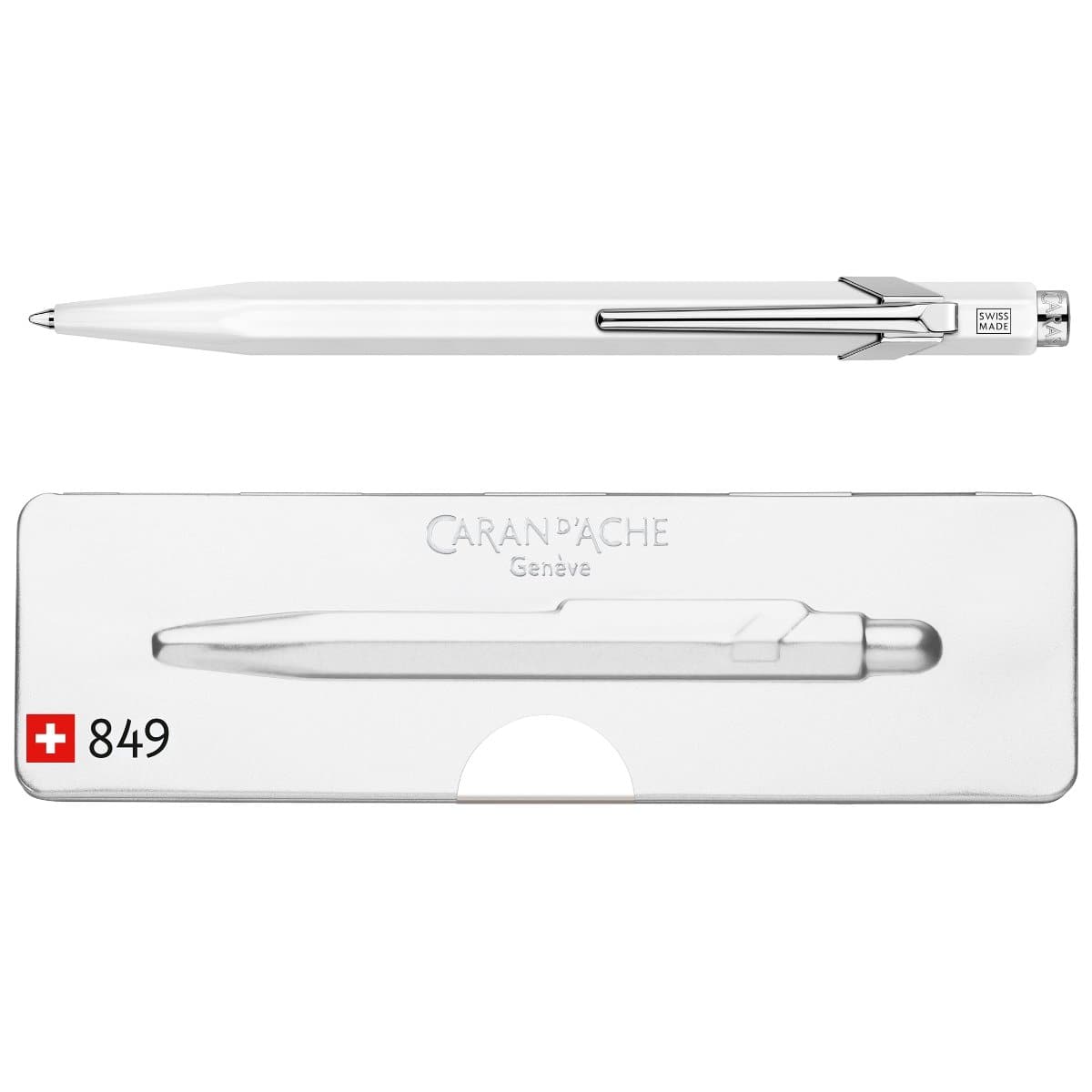 CARAN d'ACHE 849 Ballpoint Pen with Box, 0.25mm, White