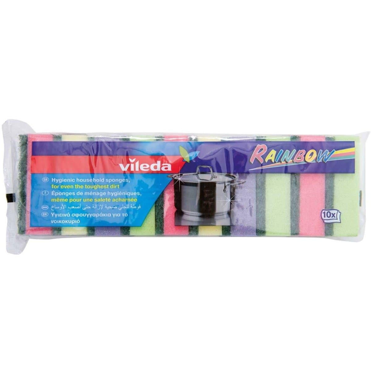 Vileda Rainbow Color Household Sponges, 10/pack