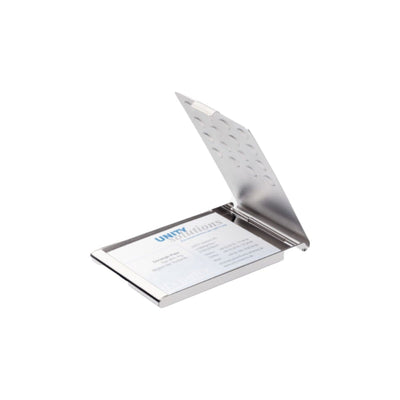 Durable Business Card Holder Chrome, Metallic Silver