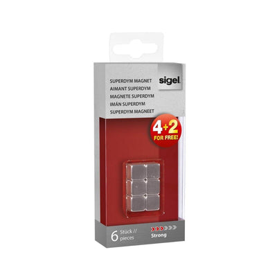 Sigel SuperDym-Magnets CUBE, C5 "Strong", 4+2/pack, Silver