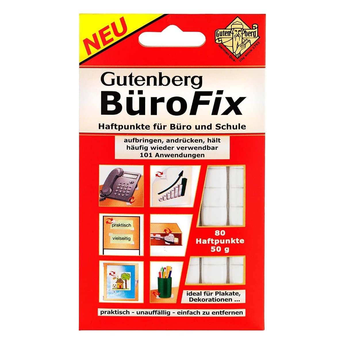 Laufer Office Fix, Mounting Putty, Removable Repositionable Adhesive Points, 80/pack