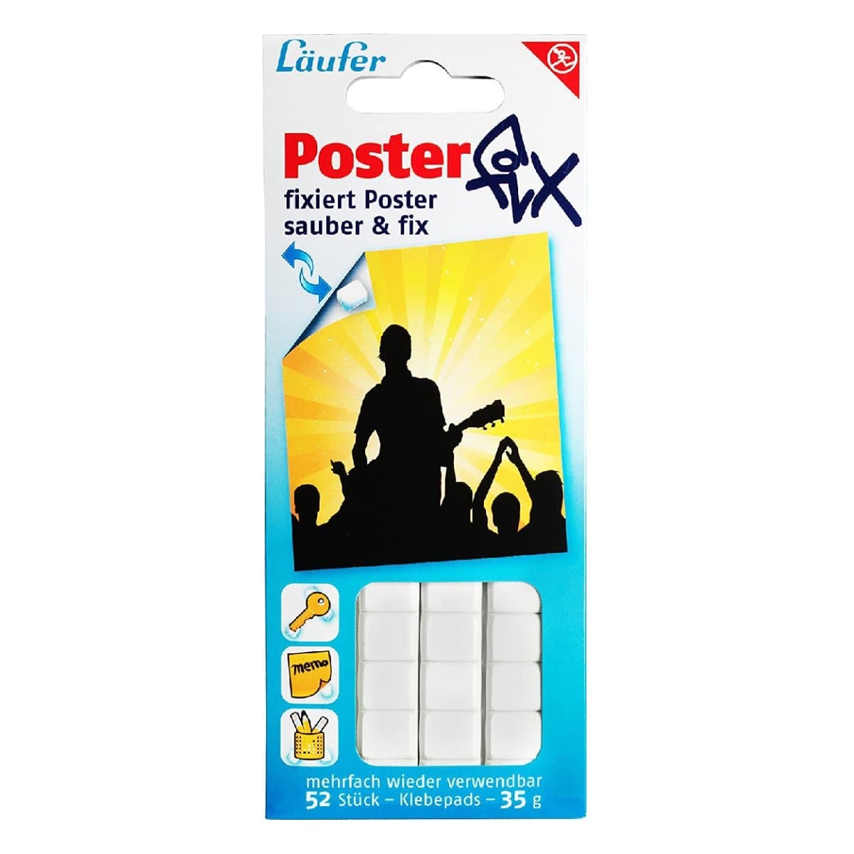 Laufer Poster Fix, Mounting Putty, Removable Repositionable Adhesive Points, 52/pack