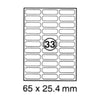 xel-lent 33 labels/sheet, rounded corners, 65 x 25.4 mm, 100 sheets/pack, White