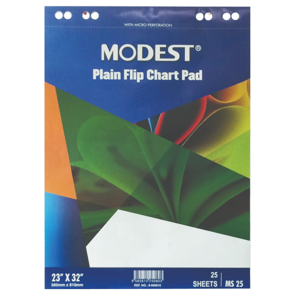 Modest Flipchart Pad, 585 x 810 mm, Plain White, 25sheets/pad - Of ...