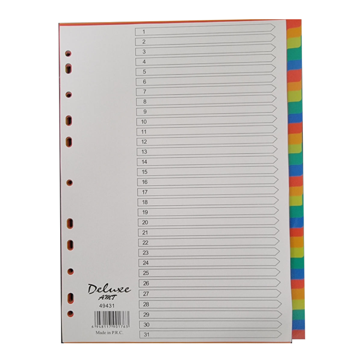 Deluxe Divider Plastic Colored A4, 31 Tabs