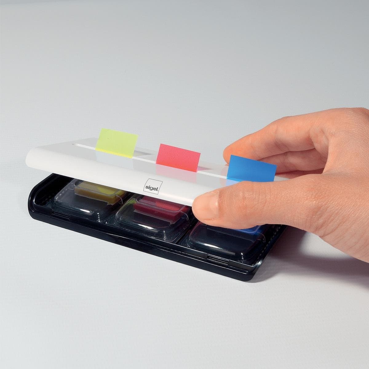 Sigel EYESTYLE PageMarker Dispenser, inclusive 150 markers, White