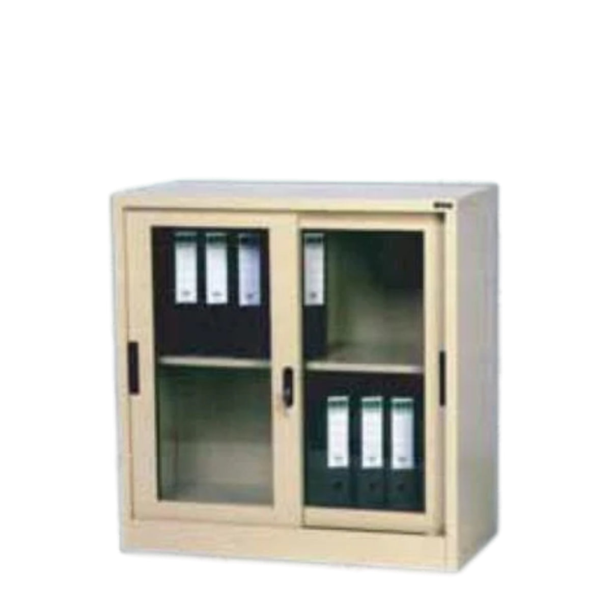 Rexel Filing Cupboard, 94x90.1x44.5 cm, Sliding Glass Door, Beige
