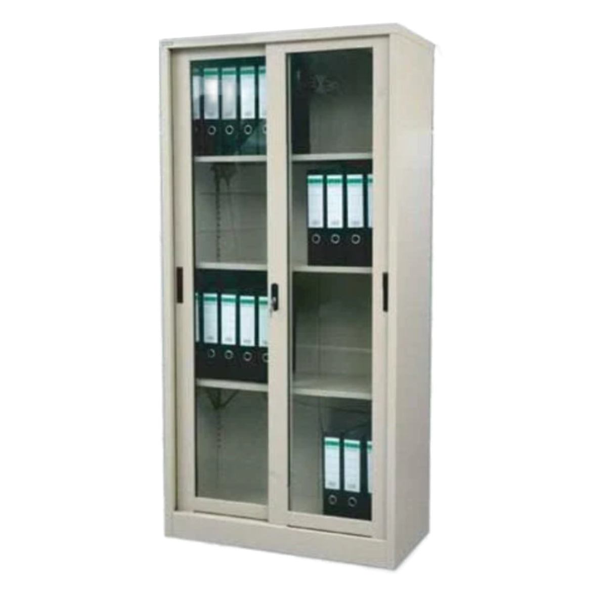 Rexel Filing Cupboard, 185x90.1x44.5 cm, Sliding Glass Door, Off-White