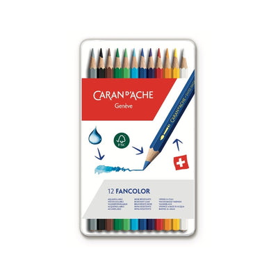 CARAN d'ACHE FANCOLOR Color Pencil, 12/metal case