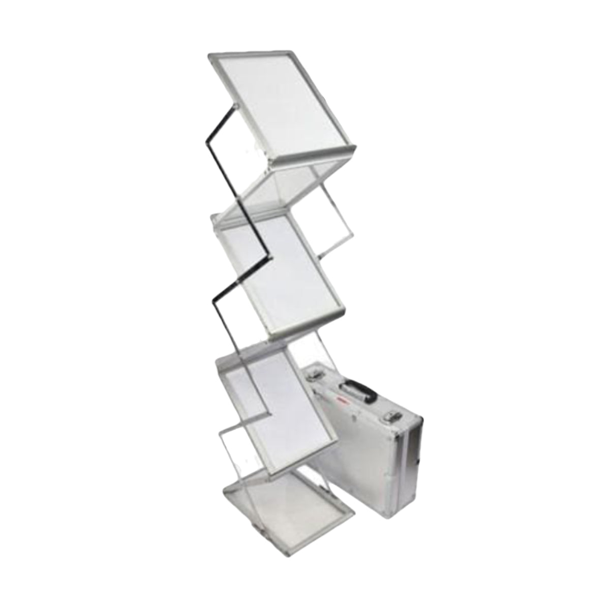 Zigzag Brochure Stand A4, Foldable, Silvery/White