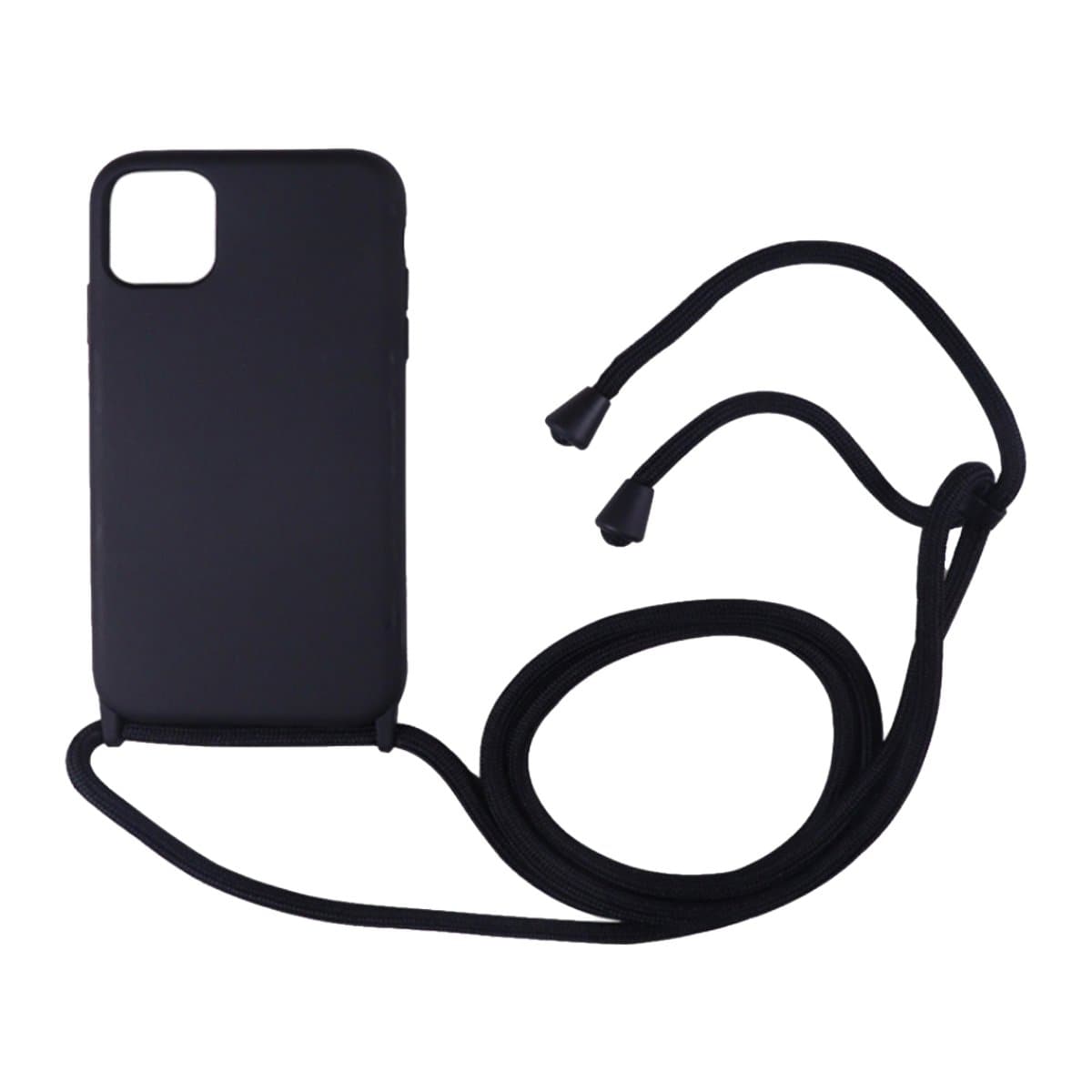 Crossbody and Necklace Silicon Phone Case for iPhone, Black