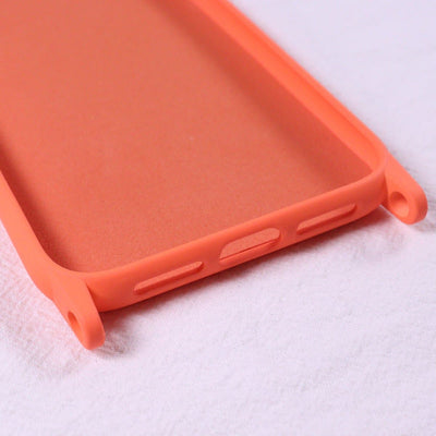 Crossbody and Necklace Silicon Phone Case for iPhone, Orange